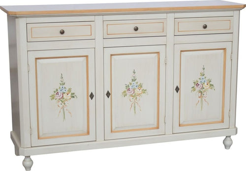 MOBILI-2G---Credenza-2-Ante-Legno-Bianca-Decorata-Filo-arancione-150x43x98