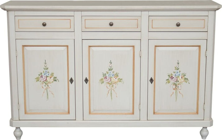 MOBILI-2G---Credenza-2-Ante-Legno-Bianca-Decorata-Filo-arancione-150x43x98