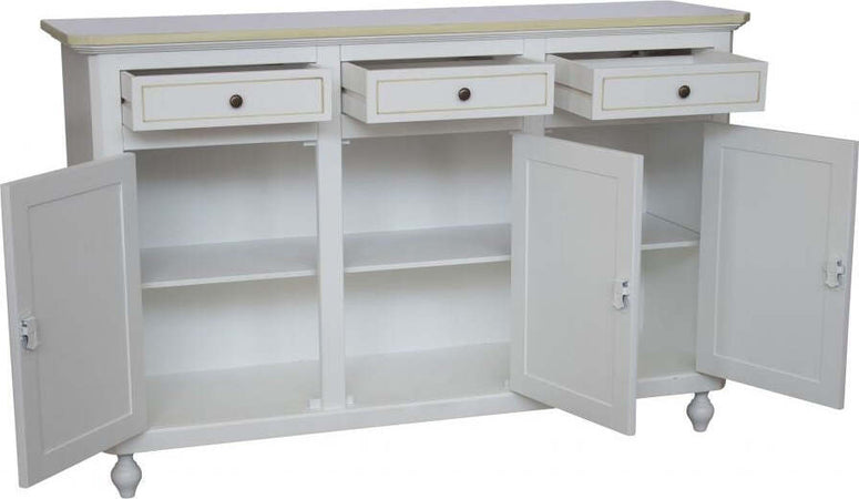 MOBILI-2G---Credenza-2-Ante-Legno-Bianca-Decorata-Filo-verde-150x43x98