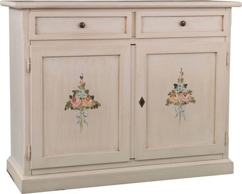 MOBILI-2G---Credenza-2-Ante-legno-shabby-bianco-anticato-decorato-105X42X85