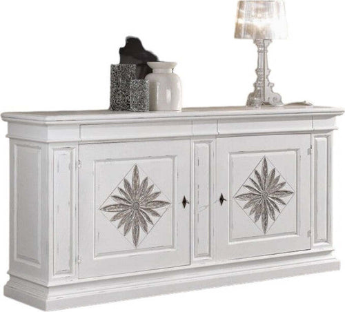 MOBILI-2G---Credenza-2-porte-2-cassetti-legno-intarsio-bianco-shabby-230X57X113