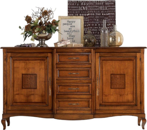 MOBILI-2G---CREDENZA-2-PORTE-4-CASSETTI-INTARSIO-BASSANO-200X52x113
