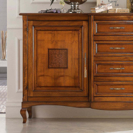 MOBILI-2G---CREDENZA-2-PORTE-4-CASSETTI-INTARSIO-BASSANO-200X52x113