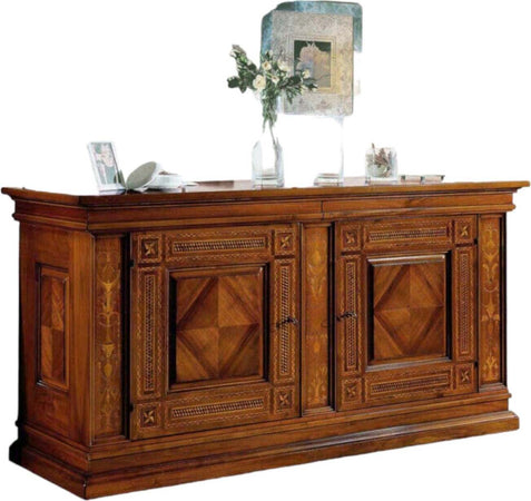 MOBILI-2G---CREDENZA-2-PORTE-CLASSICA-INTARSIO-LEGNO-BASSANO-230X68x115