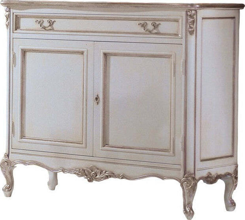 MOBILI-2G---Credenza-2-porte-classica-legno-shabby-bianco-argento-130X62x107