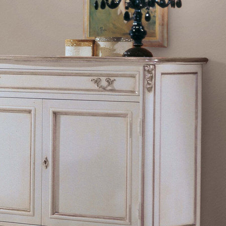 MOBILI-2G---Credenza-2-porte-classica-legno-shabby-bianco-argento-130X62x107