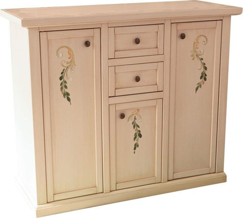 MOBILI-2G---Credenza-3-porte-2-cassetti-shabby-avorio-anticato-decori-100x39x85