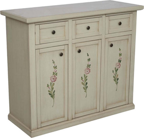 MOBILI-2G---Credenza-3-porte-3-cassetti-shabby-avorio-anticato-decori-100x39x85