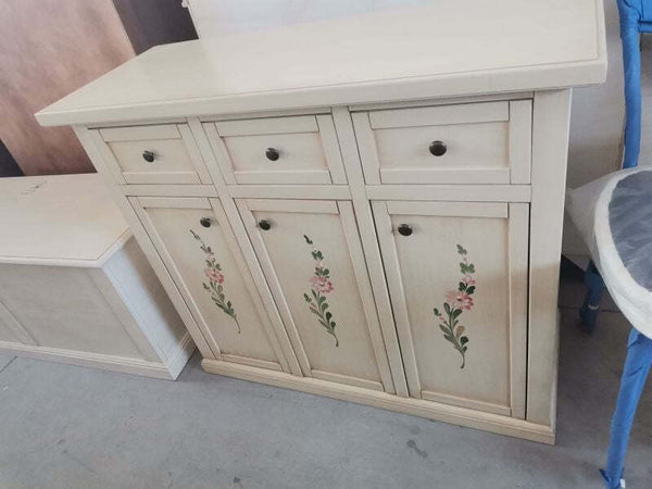 MOBILI-2G---Credenza-3-porte-3-cassetti-shabby-avorio-anticato-decori-100x39x85