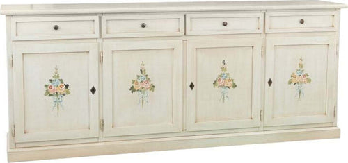 MOBILI-2G---Credenza-4-porte-legno-shabby-bianco-anticato-decori-205X42X86