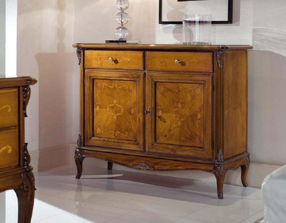 MOBILI-2G---CREDENZA-CLASSICA-2-PORTE-2-CASSETTI-LEGNO-GREZZO--L.111-P.44-H.91