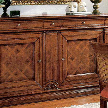 MOBILI-2G---Credenza-classica-2-porte-3-cassetti-legno-bassano-intarsio-215X56x117