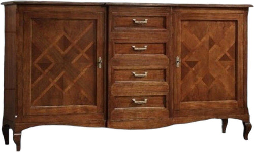 MOBILI-2G---CREDENZA-CLASSICA-2-PORTE-4-CASSETTI-LEGNO-BASSANO-200X52x113