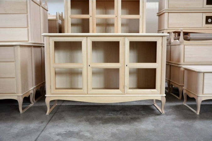 MOBILI-2G---CREDENZA-CLASSICA-3-PORTE-IN-LEGNO-GREZZO-L.141-P.47-H.90