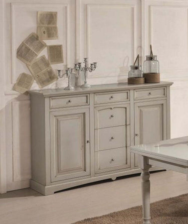 MOBILI-2G---CREDENZONE-IN-LEGNO-2-PORTE-6-CASSETTI-LACCATO-GRIGIO-PATINATO-MISURA-L.170-P.46-H.116