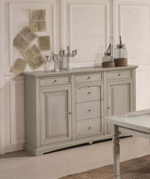 MOBILI-2G---CREDENZONE-IN-LEGNO-2-PORTE-6-CASSETTI-LACCATO-GRIGIO-PATINATO-MISURA-L.170-P.46-H.116