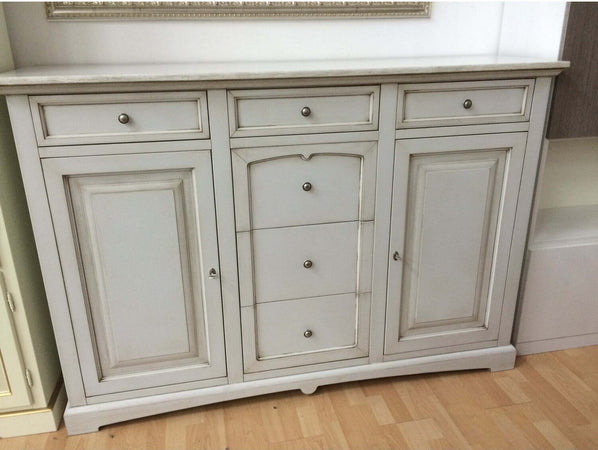 MOBILI-2G---CREDENZONE-IN-LEGNO-2-PORTE-6-CASSETTI-LACCATO-GRIGIO-PATINATO-MISURA-L.170-P.46-H.116