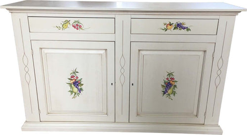 MOBILI-2G---CREDENZONE-IN-LEGNO-BIANCO-INVECCHIATO-CON-DECORI-MISURA-L.177-P.48-H.110