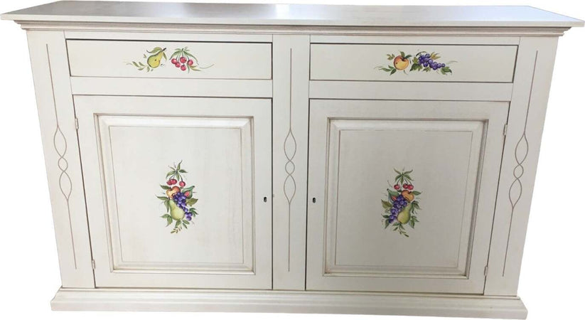 MOBILI-2G---CREDENZONE-IN-LEGNO-BIANCO-INVECCHIATO-CON-DECORI-MISURA-L.177-P.48-H.110