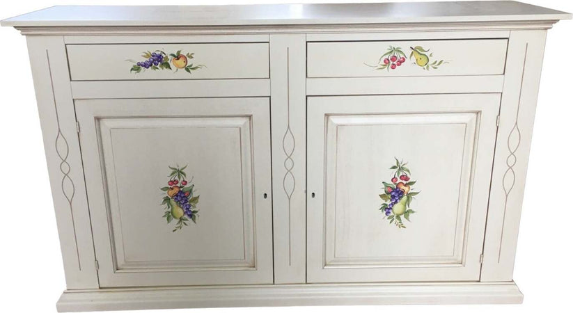 MOBILI-2G---CREDENZONE-IN-LEGNO-BIANCO-INVECCHIATO-CON-DECORI-MISURA-L.177-P.48-H.110