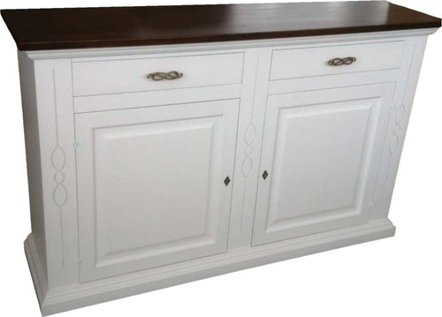 MOBILI-2G---CREDENZONE-SHABBY-2-ANTE-2-CASSETTI-BIANCO/NOCE