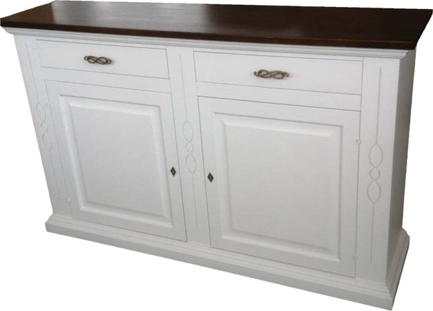 MOBILI-2G---CREDENZONE-SHABBY-2-ANTE-2-CASSETTI-BIANCO/NOCE