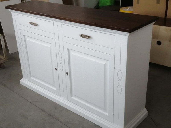 MOBILI-2G---CREDENZONE-SHABBY-2-ANTE-2-CASSETTI-BIANCO/NOCE