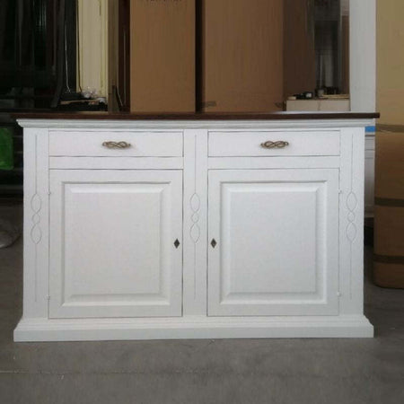 MOBILI-2G---CREDENZONE-SHABBY-2-ANTE-2-CASSETTI-BIANCO/NOCE