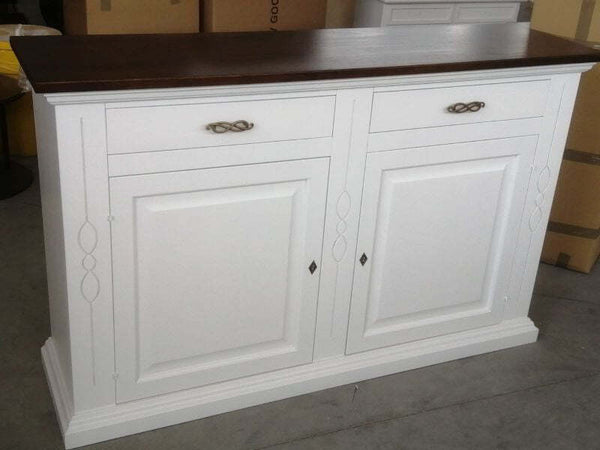 MOBILI-2G---CREDENZONE-SHABBY-2-ANTE-2-CASSETTI-BIANCO/NOCE