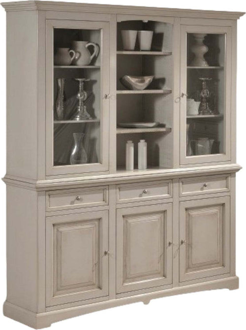 MOBILI-2G---CRISTALLERIA-IN-LEGNO-3-ANTE-LACCATA-GRIGIO-PATINATO-MISURA-L.170-P.46-H.215