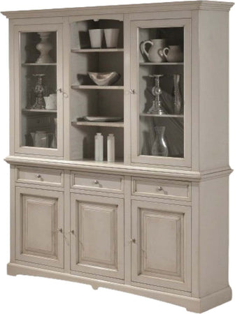 MOBILI-2G---CRISTALLERIA-IN-LEGNO-3-ANTE-LACCATA-GRIGIO-PATINATO-MISURA-L.170-P.46-H.215