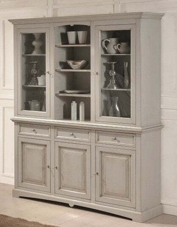 MOBILI-2G---CRISTALLERIA-IN-LEGNO-3-ANTE-LACCATA-GRIGIO-PATINATO-MISURA-L.170-P.46-H.215