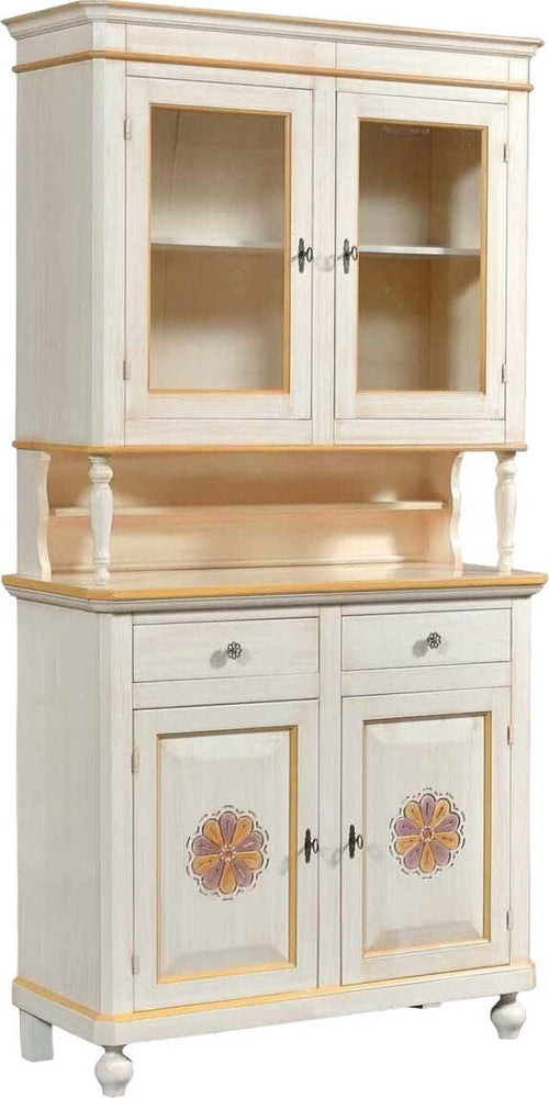 MOBILI-2G---Cristalliera-2-ante-legno-massello-avorio-pennellato-L.104-P.43-H.208