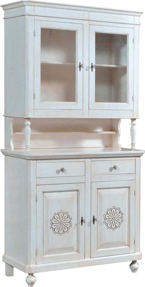 MOBILI-2G---Cristalliera-2-ante-legno-massello-bianco-invecchiato-L.104-P.43-H.208