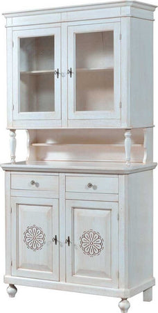 MOBILI-2G---Cristalliera-2-ante-legno-massello-bianco-invecchiato-L.104-P.43-H.208