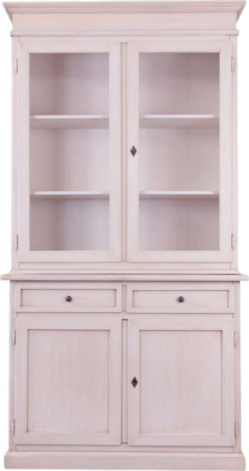 MOBILI-2G---CRISTALLIERA-2-PORTE-LEGNO-SHABBY-BIANCO-INVECCHIATO-105X42X206