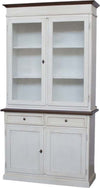 MOBILI-2G---Cristalliera-2-porte-shabby-legno-bianco-invecchiato-noce-105X42X205