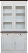 MOBILI-2G---Cristalliera-2-porte-shabby-legno-bianco-invecchiato-noce-105X42X205
