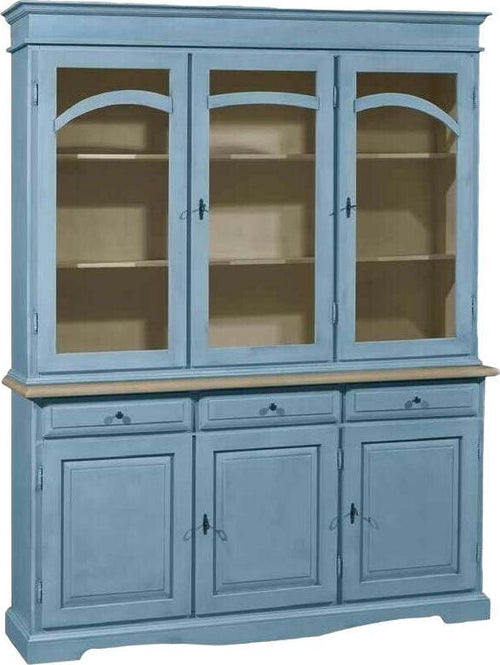 MOBILI-2G---CRISTALLIERA-3-ANTE-LACCATO-PENNELLATO-CARTA-DA-ZUCCHERO-156x42x205