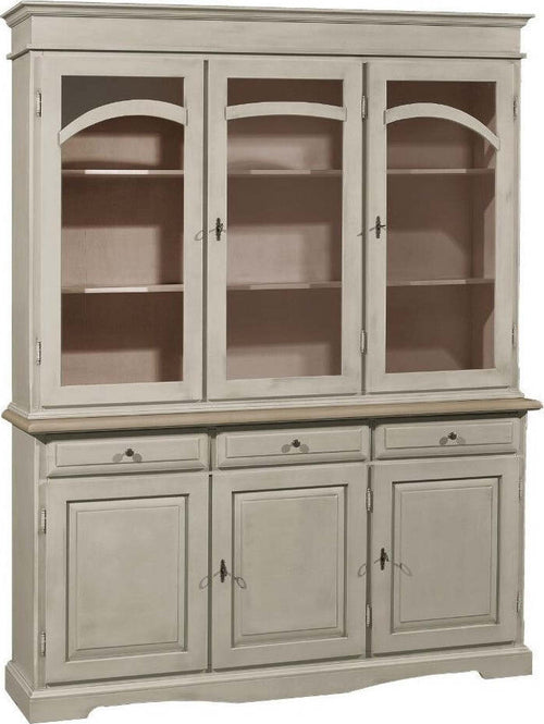 MOBILI-2G---CRISTALLIERA-3-ANTE-LACCATO-PENNELLATO-TORTORA-156x42x205