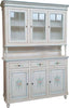 MOBILI-2G---Cristalliera-3-ante-legno-bianco-invecchiato-decori-filo-azzurro-150X43X208