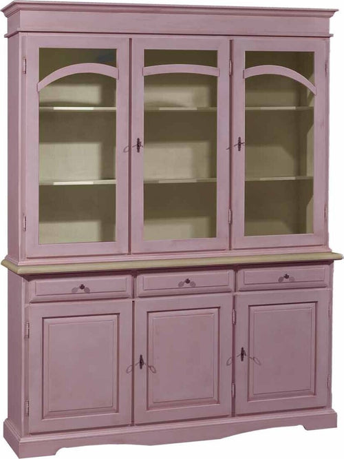 MOBILI-2G---CRISTALLIERA-3-ANTE-LEGNO-PENNELLATO-LAVANDA-156X42X205