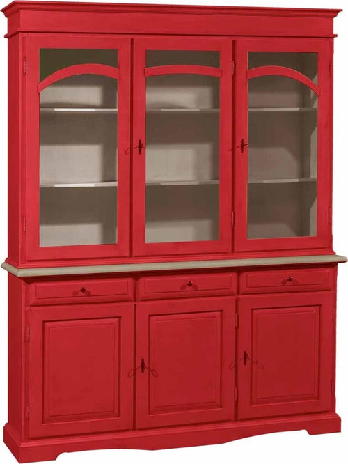 MOBILI-2G---CRISTALLIERA-3-ANTE-LEGNO-PENNELLATO-ROSSO-156X42X205