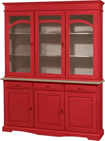 MOBILI-2G---CRISTALLIERA-3-ANTE-LEGNO-PENNELLATO-ROSSO-156X42X205