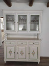 MOBILI-2G---CRISTALLIERA-3-ANTE-NAPOLETANA-ARTE-POVERA-BIANCO-DECORI-L.150-P.43-H.208