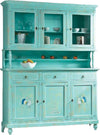 MOBILI-2G---CRISTALLIERA-3-PORTE-3-CASSETTI-SHABBY-VINTAGE-VERDE-CONSUMATO