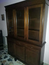 MOBILI-2G---CRISTALLIERA-3-PORTE-IN-LEGNO-NOCE-ARTE-POVERA-155x42x210