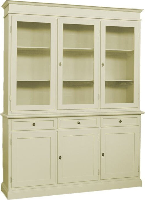 MOBILI-2G---Cristalliera-3-porte-legno-shabby-avorio-156x42x205