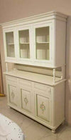 MOBILI-2G---CRISTALLIERA-3-PORTE-NAPOLETANA-LEGNO-BIANCO-SPORCO-DECORI-L.150-P.43-H.208