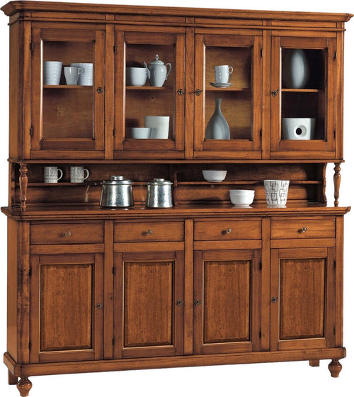 MOBILI-2G---Cristalliera-4-ante-napoletana-legno-massello-finitura-elite-l.196-p.43-h.208